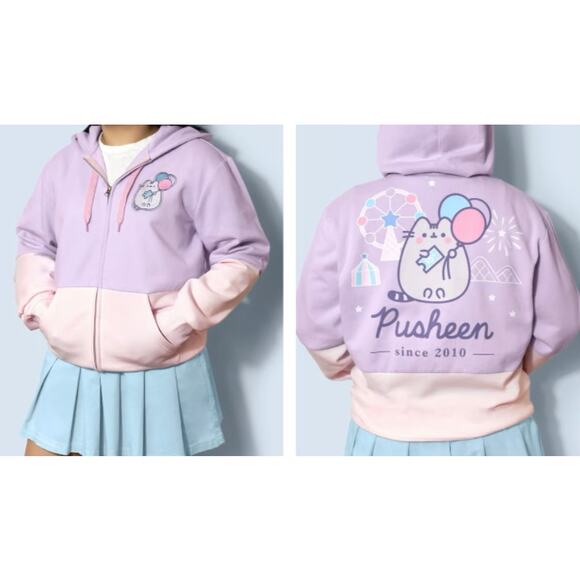 Pusheen Box Exclusive Zip Kawaii Hoodie Spring 2025 Carnival Pink Purple 3XL - Picture 2 of 11